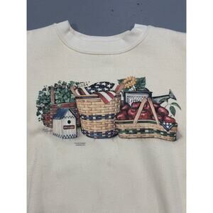 Vtg 90s Won's Wear XL Cream Sweatshirt Americana Graphic Made in USA Oversized